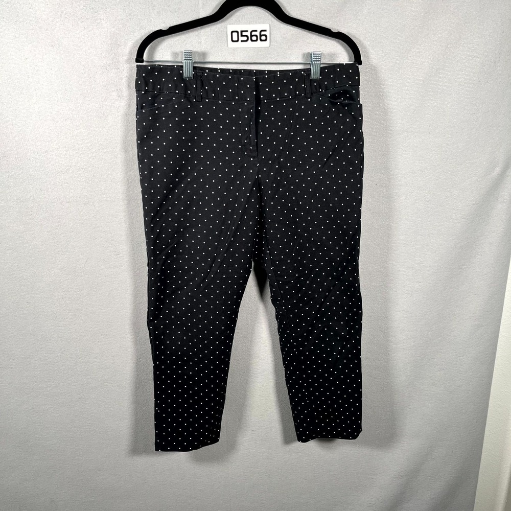 Liz Claiborne Dress Pants Womens 12 Petite Black White Polka Dot‎ Cotton Formal